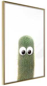 Inramad Poster / Tavla - Funny Cactus IV - 30x45 Guldram