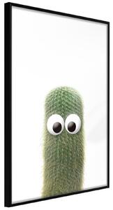Inramad Poster / Tavla - Funny Cactus IV - 20x30 Svart ram med passepartout