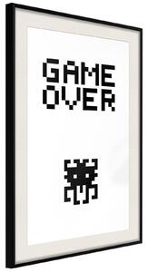 Inramad Poster / Tavla - Game Over - 20x30 Vit ram med passepartout