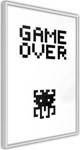 Inramad Poster / Tavla - Game Over - 20x30 Guldram med passepartout