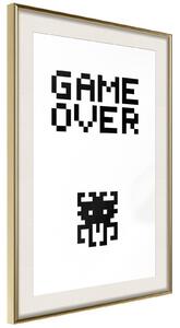 Inramad Poster / Tavla - Game Over - 30x45 Guldram med passepartout