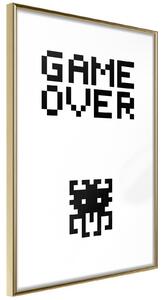 Inramad Poster / Tavla - Game Over - 30x45 Guldram