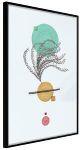 Inramad Poster / Tavla - Geometric Installation with a Plant - 20x30 Svart ram med passepartout