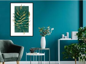 Inramad Poster / Tavla - Gilded Palm Leaf - 20x30 Guldram med passepartout