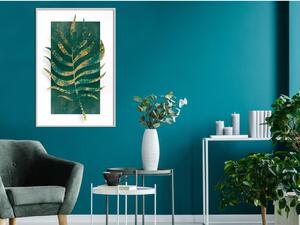 Inramad Poster / Tavla - Gilded Palm Leaf - 20x30 Svart ram med passepartout