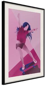Inramad Poster / Tavla - Girl on a Skateboard - 20x30 Svart ram med passepartout