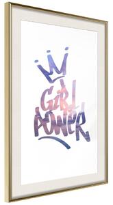 Inramad Poster / Tavla - Girl Power - 20x30 Guldram med passepartout
