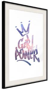 Inramad Poster / Tavla - Girl Power - 40x60 Guldram med passepartout