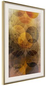 Inramad Poster / Tavla - Golden Circles - 30x45 Guldram med passepartout