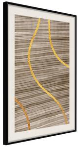 Inramad Poster / Tavla - Golden Stripes - 20x30 Guldram med passepartout