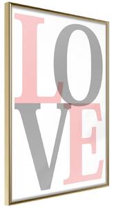 Inramad Poster / Tavla - Grey-Pink Love - 20x30 Guldram