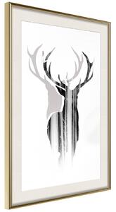 Inramad Poster / Tavla - Guardian of the Forest - 20x30 Vit ram med passepartout