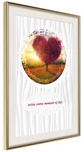 Inramad Poster / Tavla - Heart Tree II - 30x45 Guldram med passepartout