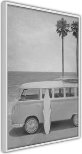 Inramad Poster / Tavla - Hippie Van II - 30x45 Svart ram med passepartout