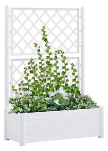 Odlingslåda med spaljé 100x43x142 cm PP vit - Vit