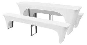 3 Möbelöverdrag för ölbord och bänkar stretch Vit 220x50x80 - Vit