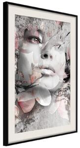 Inramad Poster / Tavla - Lady in the Flowers - 20x30 Svart ram med passepartout