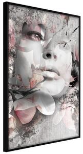 Inramad Poster / Tavla - Lady in the Flowers - 20x30 Svart ram med passepartout