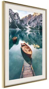Inramad Poster / Tavla - Lake in a Mountain Valley - 20x30 Guldram