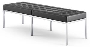 Knoll - Florence Knoll Bench, 3-sits, Läder: Kat. W - Velluto Pelle - VPBLK - Florence Knoll - Svart - Metall