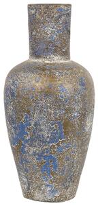 Blomvas Blå Guld Keramik 43 cm Bordsvas Golvvas med antikt utseende Hög Beliani