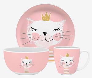Paperproducts Design - Barnservis 3 Delar Happy Cat - Rosa - Barnserviser & tillbehör - Från Homeroom