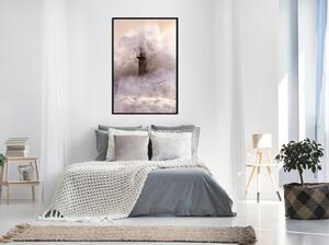 Inramad Poster / Tavla - Lighthouse During a Storm - 20x30 Guldram