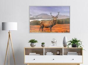 Inramad Poster / Tavla - Majestic Deer - 60x40 Guldram