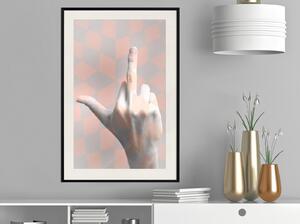 Inramad Poster / Tavla - Middle Finger - 20x30 Guldram med passepartout