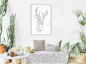 Inramad Poster / Tavla - Minimalist Deer - 20x30 Vit ram