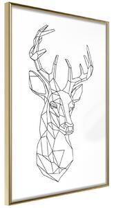 Inramad Poster / Tavla - Minimalist Deer - 20x30 Guldram
