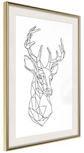 Inramad Poster / Tavla - Minimalist Deer - 40x60 Guldram med passepartout