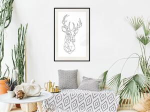 Inramad Poster / Tavla - Minimalist Deer - 40x60 Vit ram