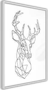 Inramad Poster / Tavla - Minimalist Deer - 20x30 Vit ram
