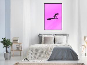 Inramad Poster / Tavla - Monkey on Pink Background - 20x30 Svart ram