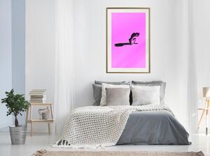 Inramad Poster / Tavla - Monkey on Pink Background - 20x30 Vit ram med passepartout