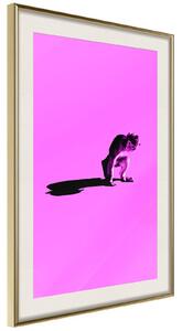 Inramad Poster / Tavla - Monkey on Pink Background - 30x45 Guldram med passepartout