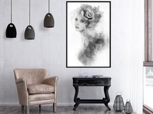 Inramad Poster / Tavla - Mysterious Lady - 20x30 Guldram