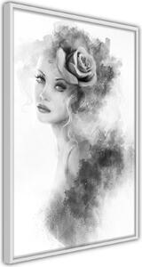 Inramad Poster / Tavla - Mysterious Lady - 20x30 Guldram med passepartout