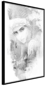 Inramad Poster / Tavla - Mysterious Look (Grey) - 20x30 Guldram med passepartout