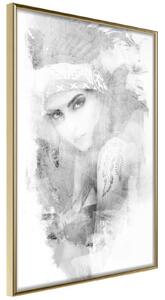 Inramad Poster / Tavla - Mysterious Look (Grey) - 30x45 Guldram