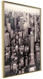 Inramad Poster / Tavla - New York from a Bird's Eye View - 20x30 Guldram