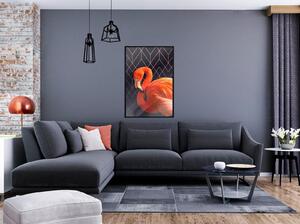 Inramad Poster / Tavla - Orange Flamingo - 40x60 Guldram
