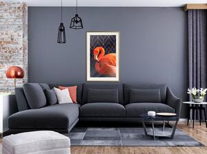 Inramad Poster / Tavla - Orange Flamingo - 40x60 Svart ram