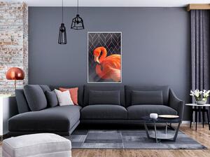 Inramad Poster / Tavla - Orange Flamingo - 20x30 Svart ram