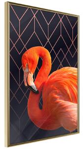 Inramad Poster / Tavla - Orange Flamingo - 20x30 Guldram