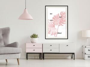 Inramad Poster / Tavla - Pale Pink Monstera - 20x30 Svart ram