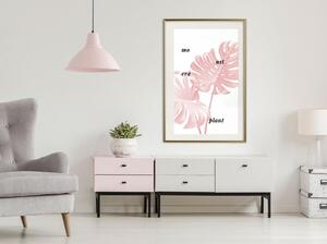 Inramad Poster / Tavla - Pale Pink Monstera - 30x45 Guldram