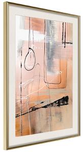 Inramad Poster / Tavla - Pastel Abstraction - 40x60 Svart ram med passepartout