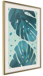 Inramad Poster / Tavla - Pastel Monstera Leaves - 40x60 Guldram